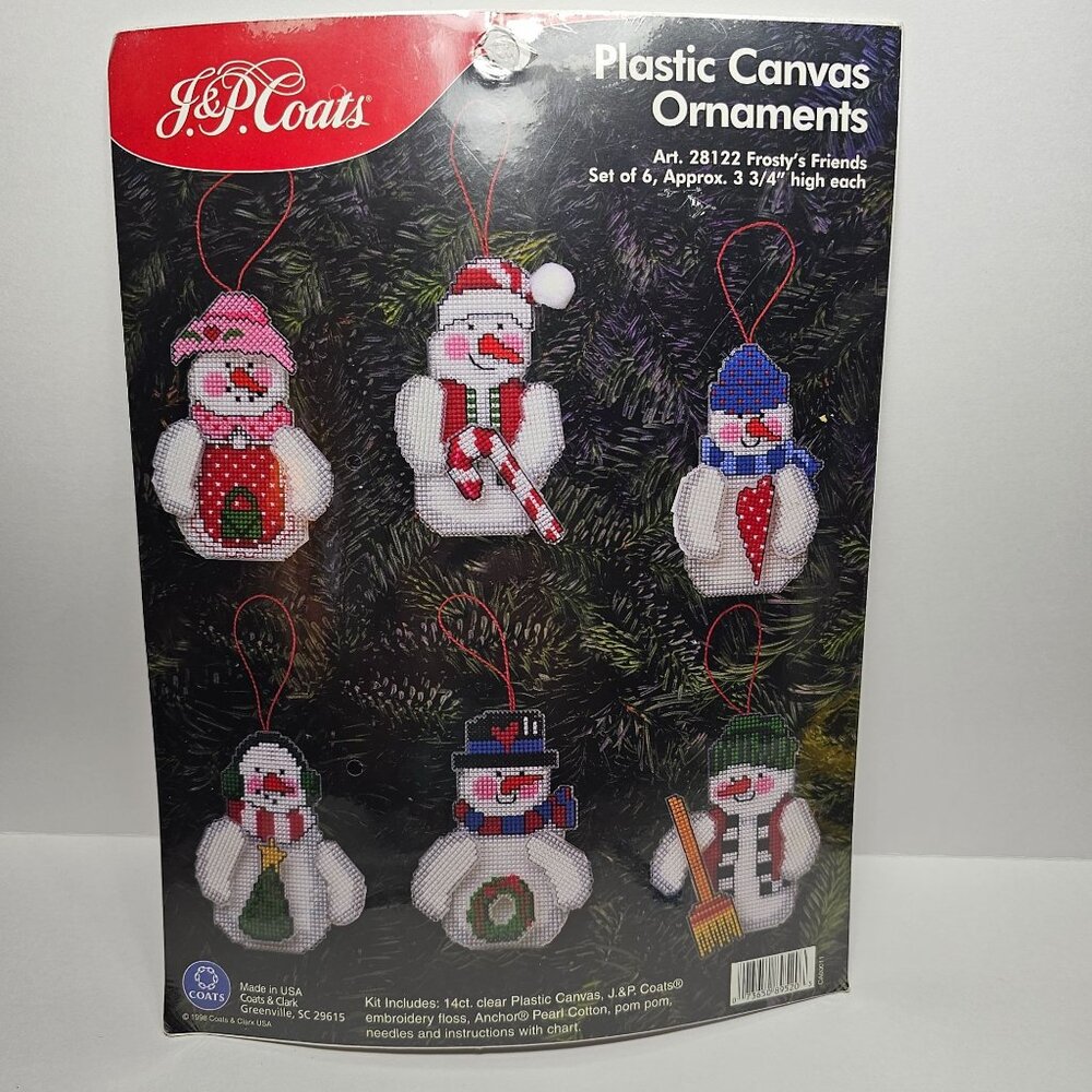 JP Coats Plastic‎ Canvas Ornaments Kit Frosty's Friends 28122 NEW Vintage